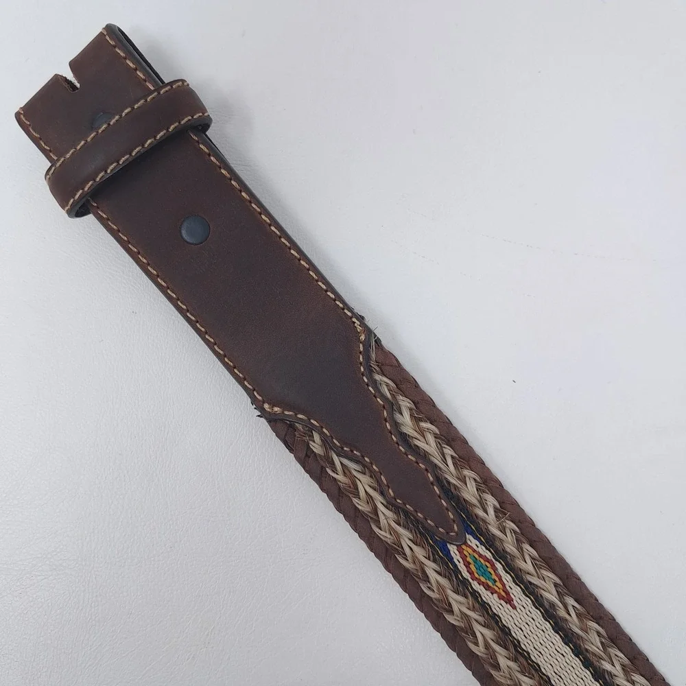 Tony Lama Men's 38 Badlands Brown Leather Western Belt Strap No Buckle 7289L